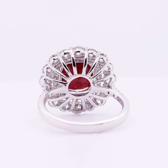 GIA certified Platinum Ruby & Diamond Ring