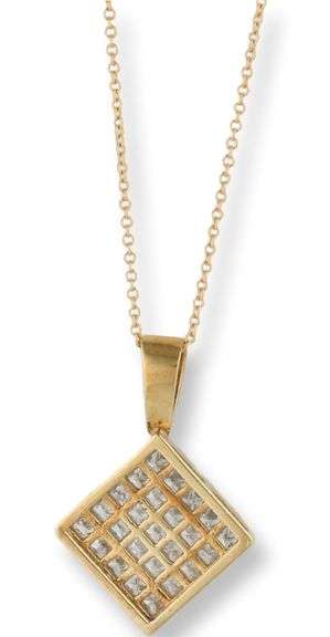 Gorgeous 18kt YG Invisible Set Diamond Pendant