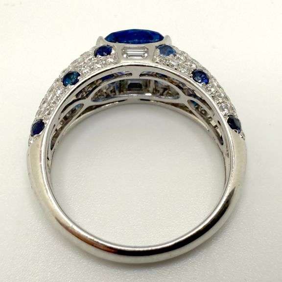 Zebra-Style Sapphire and Diamond Ring in 14K White Gold