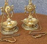 Pair of Hanging Oil Lamps Solid Brass