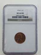 1954-S Lincoln Wheat Cent, NGC MS66 RD