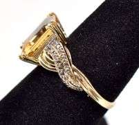 Amazing Citrine and Diamond Ring in 10K Yellow Gold