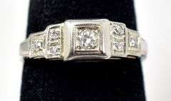 Vintage 18K White Gold Diamond Ring