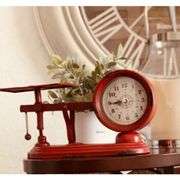 Red Metal Balance Scale Clock
