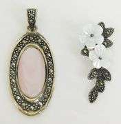 2 Sterling Silver Marcasite Pendants