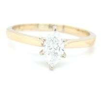 14kt Yellow gold 0.70ct single cut marquise solitaire diamond ring