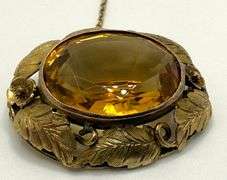Antique gold Citrine pin or pendent
