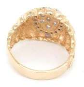 14kt Yellow gold diamond cluster halo nugget men's ring