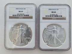 2003-2004 American Silver Eagles, MS69 - NGC