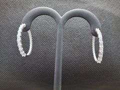 ELEGANT 14K WHITE GOLD HOOP LAB DIAMOND EARRINGS
