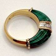 1960 Vintage 18K Gold Malachite and Diamond Piece