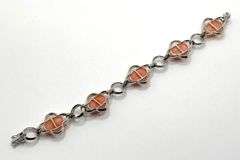 18k White Gold and Pave Diamond Bracelet with Rare Pink Coral
