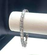 Beautiful 18 Kt White Gold Lab Simulated Diamond Tennis Bracelet