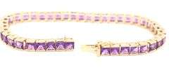 14kt Yellow gold 13ctw princess cut amethyst link bracelet