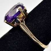 Dazzling 14K Yellow Gold Amethyst and Blue Sapphire Gemstone Ring