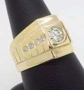 Men's Bezel Set Diamond Ring in 14k Yellow Gold