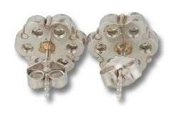 Platinum 2ctw moissanite and diamond mixed cluster flower style earrings