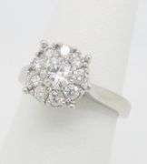 1.02CTW Diamond Halo Ring Made in 14k White Gold