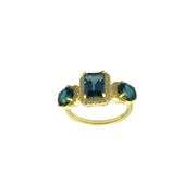 "Ocean Empress" Dark blue topaz ring in sterling silver