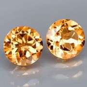 High fire 3.85ct 8mm pair of golden yellow Citrine