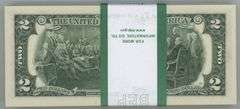 Gem CU pack of 100 2017-A Series $2 Federal Reserve Notes with runs of 79 and 21 in sequence (L)