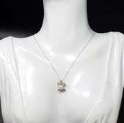 Favorite White Gold Single Cut Diamond and Akoya Pearl Pendant on Chain