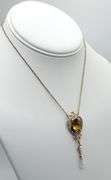 Victorian 14K Yellow Gold Citrine and Pearl Necklace