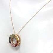 14kt Yellow gold pave diamond and multi stone round slider pendant on chain