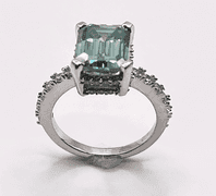 14 Kt White Gold Plate Rare 6.5 Ct VVs1 Emerald Green Fire Moissanite Ring