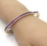 14kt Yellow gold 13ctw princess cut amethyst link bracelet