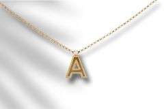 18kt Yellow gold Roberto coin princess cut diamond A initial pendant on adjustable chain