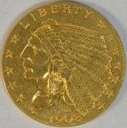Lovely BU 1908 US $2.50 Indian Gold Piece. 1st Year Issue