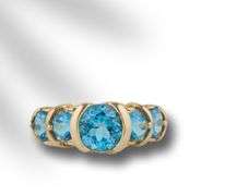 14kt Yellow gold blue topaz 5-stone ring