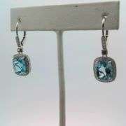 Blue Topaz and Diamond Earrings