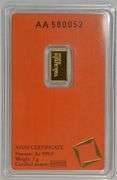 Valcambi Suisse 1 gram pure .999 fine gold bar. Unique Serial #