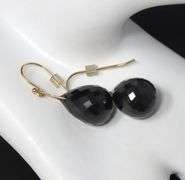 14kt Yellow gold black onyx dangle earrings