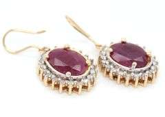 14kt Yellow gold ruby and diamond cluster earrings