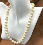 Elegant White Pearl Necklace with Diamond Lobster Clasp