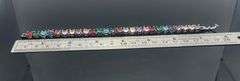 Incredible 18 Kt White Gold Plated Mixed Color Simulated Sapphire Tennis Bracelet