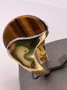 BRAND NEW 18K YELLOW GOLD DIAMOND AND TIGER EYE RING