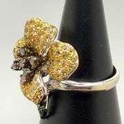 14k white gold and multicolor sapphire ring, size 8.5