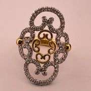 BRAND NEW 18K YELLOW GOLD DIAMOND RING FILIGREE STYLE