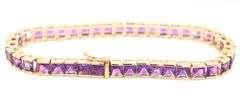 14kt Yellow gold 13ctw princess cut amethyst link bracelet
