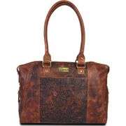 Genuine Leather Embossed Shoulder Handbag