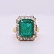 Impressive 7.23 cts. Emerald and Diamond Ring