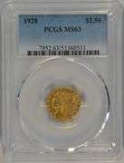 Very Choice BU 1928 US $2.50 Indian Gold Piece. PCGS MS63