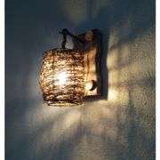 Rustic Rattan Lantern Wall Sconce
