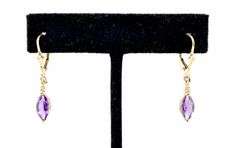 Stunning 14K Yellow Gold Amethyst Gemstone Dangle Earrings