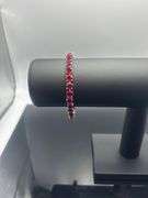 Beautiful 18 Kt White Gold Lab Simulated 16.5 Cttw Red Ruby Tennis Bracelet