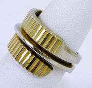 Vintage Norwegian Wide Sterling Enameled Ring, 7.5